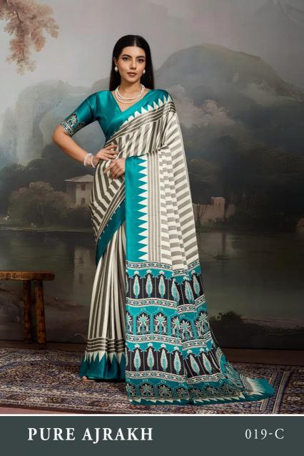 Rajtex Pure Ajrakh 19 catalog surat fabric wholesale saree