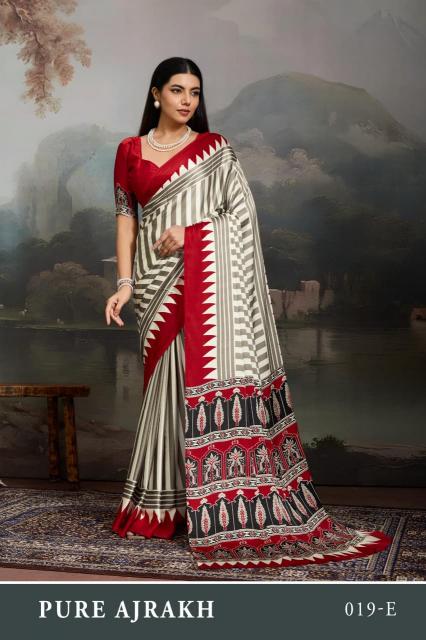 Rajtex Pure Ajrakh 19 catalog surat fabric wholesale saree