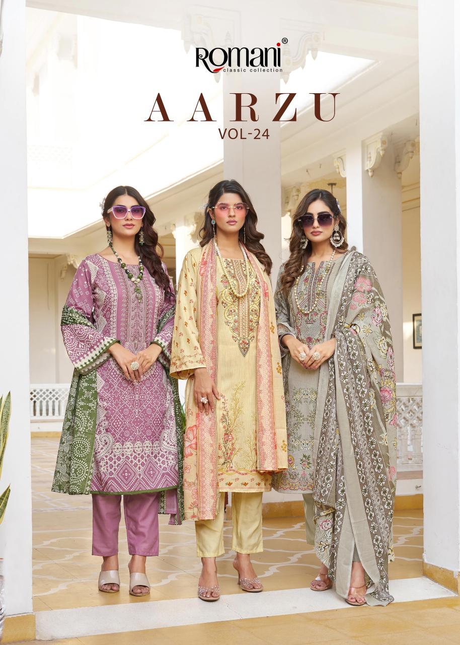 Romani Aarzu Vol 24 Catalog wholesale dress material manufacturers in india