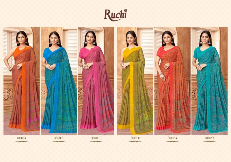 Ruchi Star Chiffon 178 catalog pure chiffon sarees wholesale surat