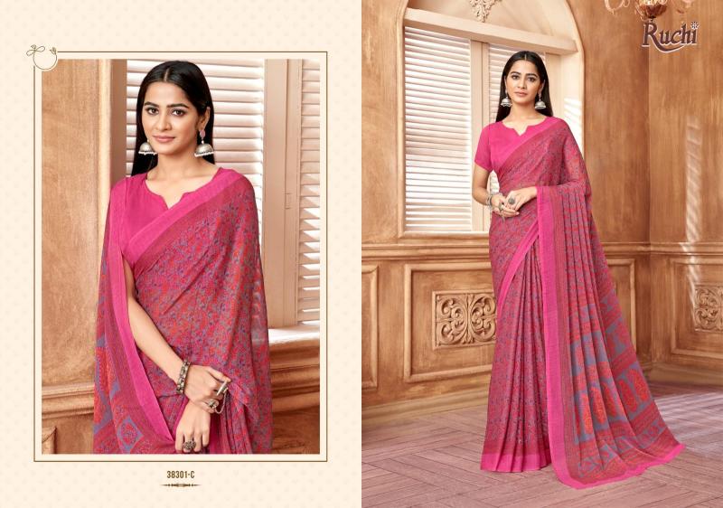 Ruchi Star Chiffon 178 catalog pure chiffon sarees wholesale surat