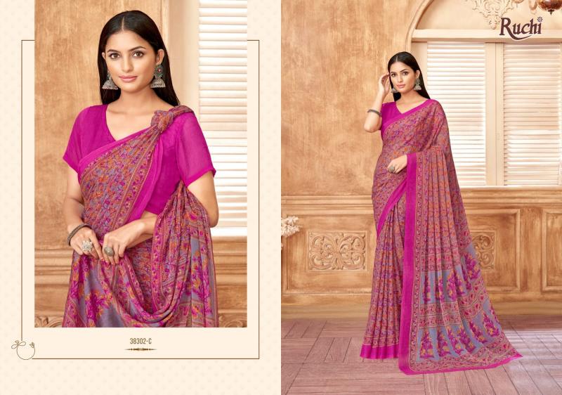 Ruchi Star Chiffon 178 catalog pure chiffon sarees wholesale surat