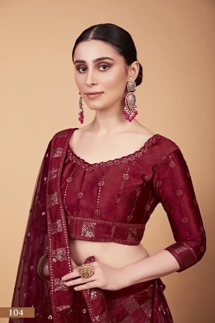 Sabella 104 Red catalog red bridal lehenga online india
