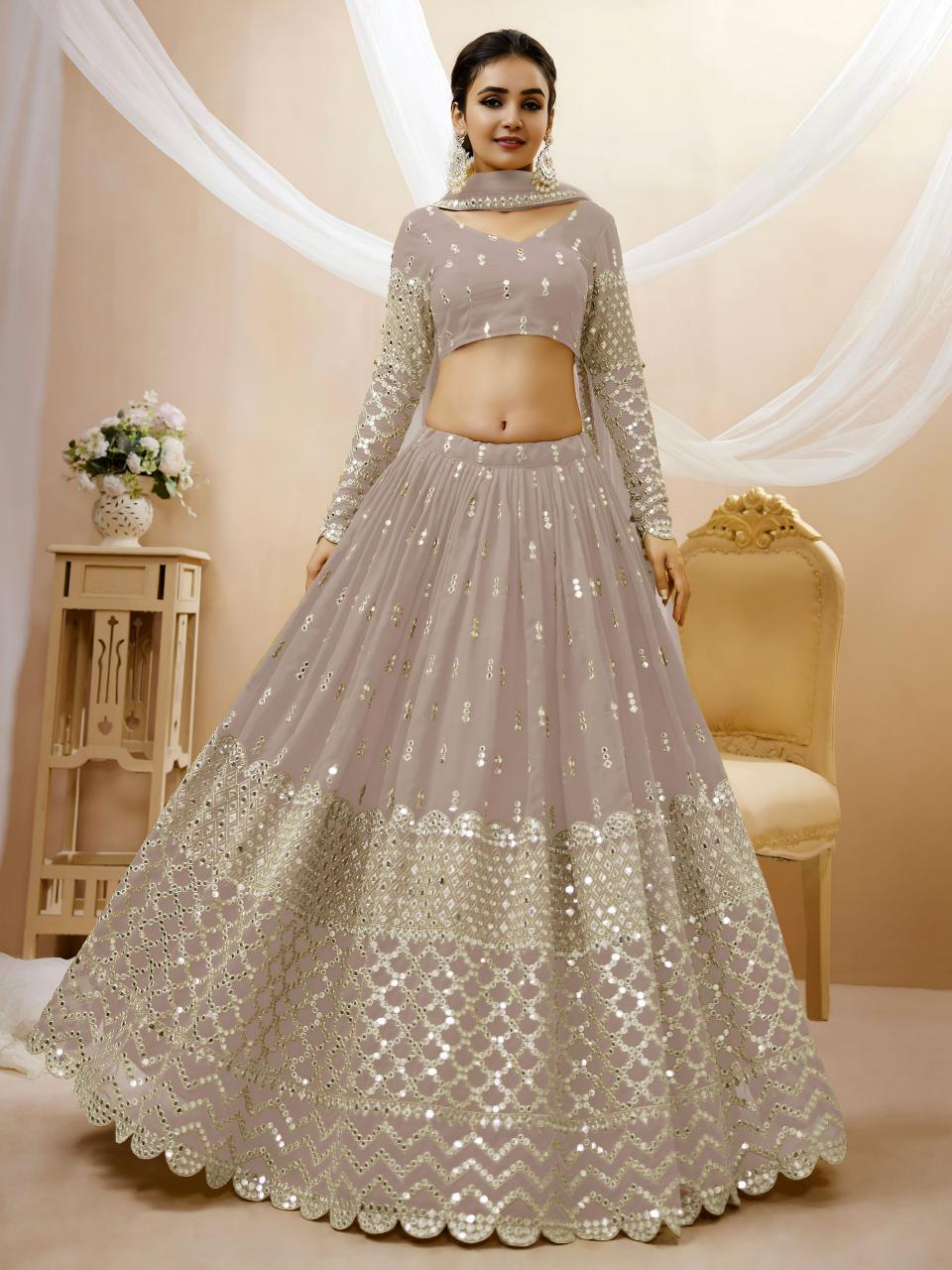 Sabella 302 Grey catalog bride lehenga india png