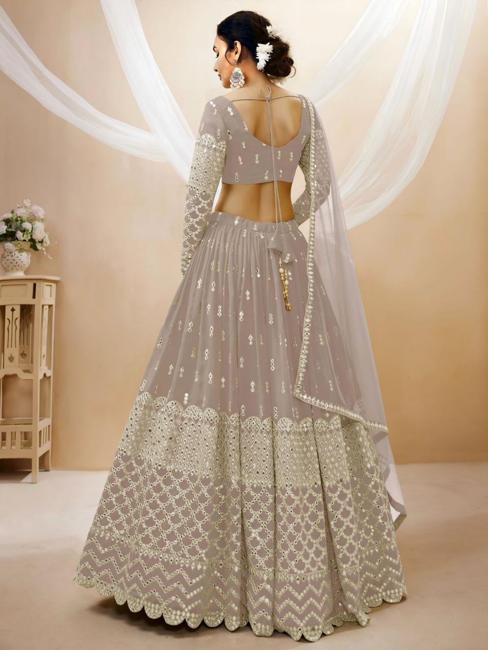 Sabella 302 Grey catalog bride lehenga india png