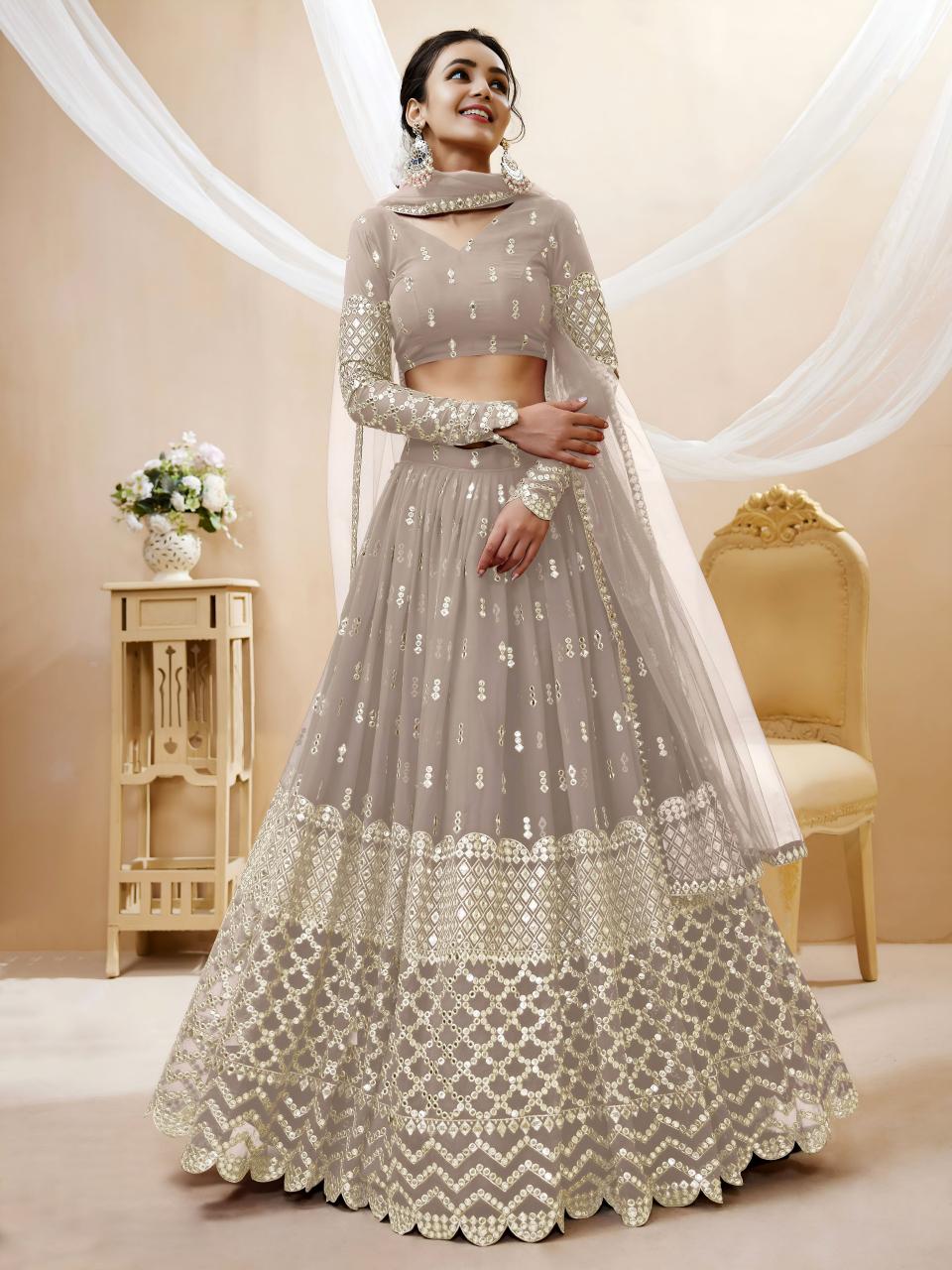 Sabella 302 Grey catalog bride lehenga india png