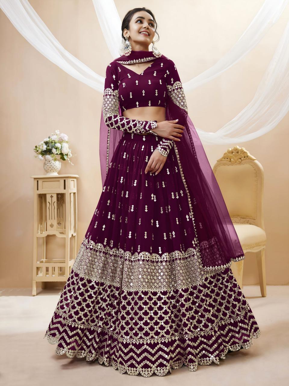 Sabella 304 Wine catalog lehenga choli for winter online india