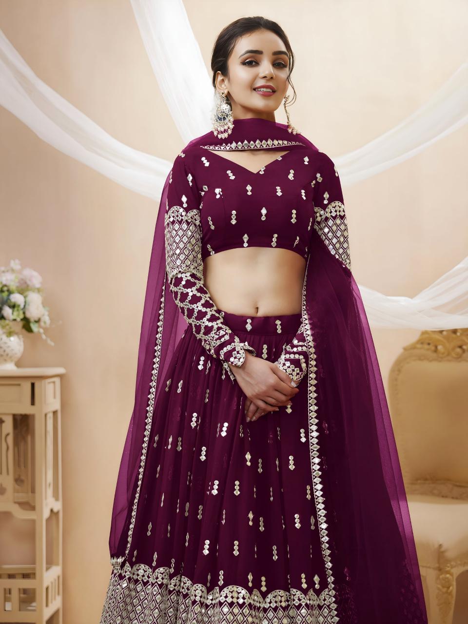 Sabella 304 Wine catalog lehenga choli for winter online india