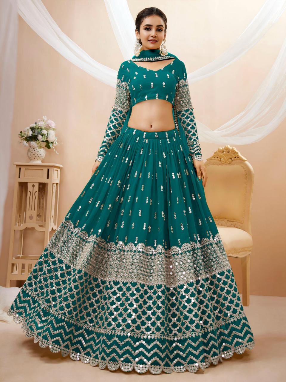 Sabella 306 Teal catalog wholesale lehenga market in delhi