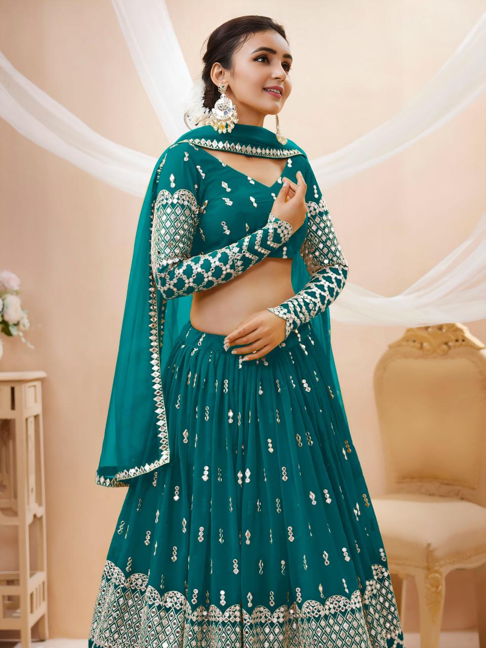 Sabella 306 Teal catalog wholesale lehenga market in delhi