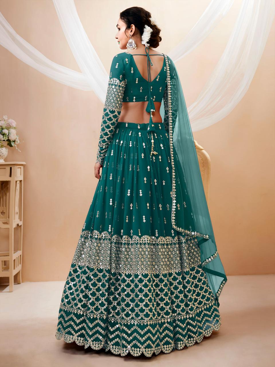 Sabella 306 Teal catalog wholesale lehenga market in delhi