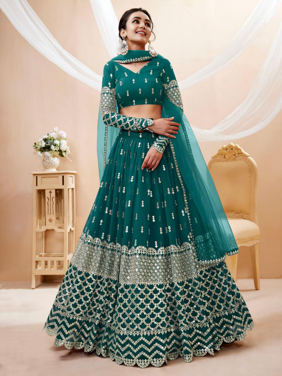 Sabella 306 Teal catalog wholesale lehenga market in delhi