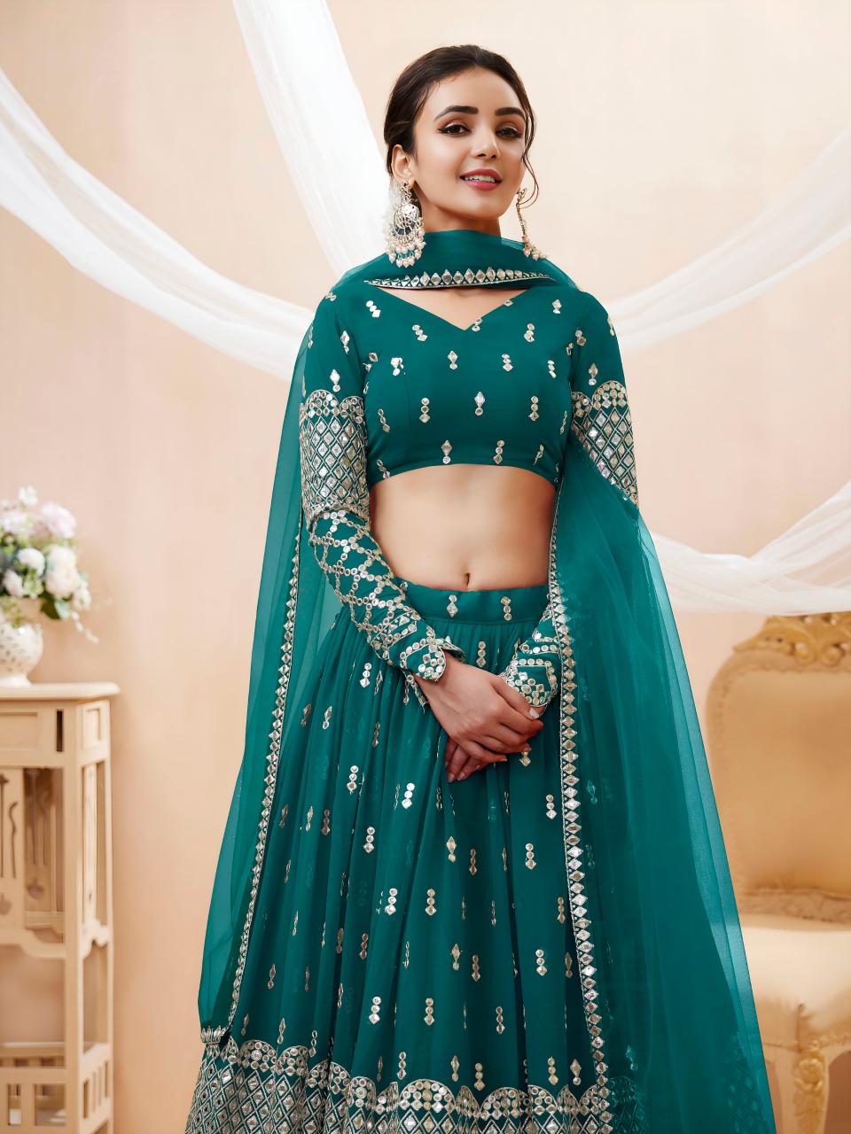 Sabella 306 Teal catalog wholesale lehenga market in delhi
