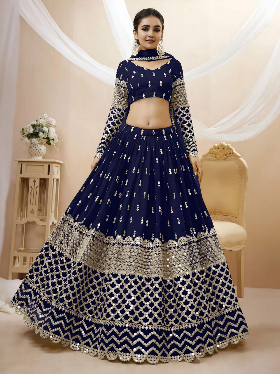 Sabella 307 Navy Blue catalog lehenga wholesale market in dadar