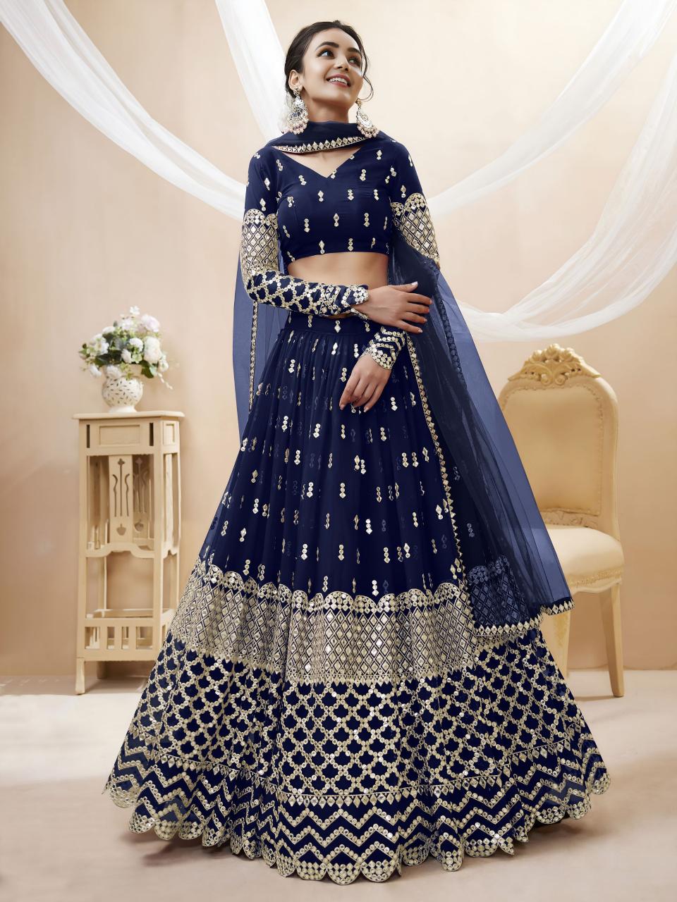 Sabella 307 Navy Blue catalog lehenga wholesale market in dadar