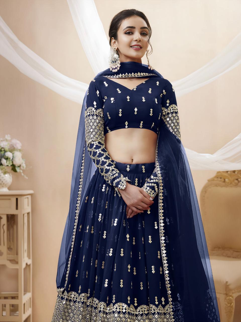 Sabella 307 Navy Blue catalog lehenga wholesale market in dadar