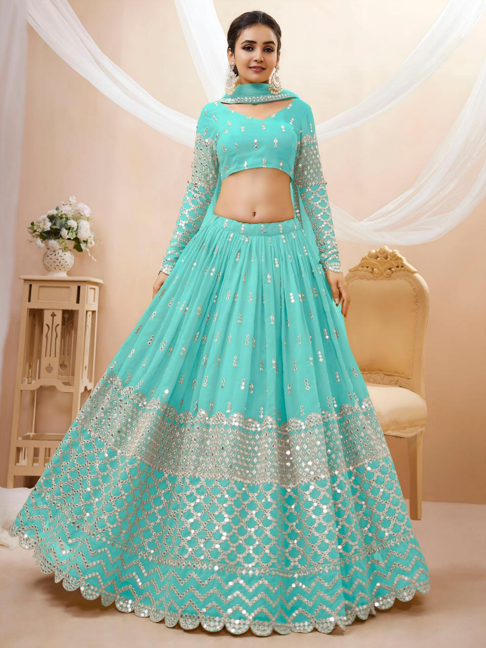 Sabella 309 Sky Blue catalog designer lehenga wholesale