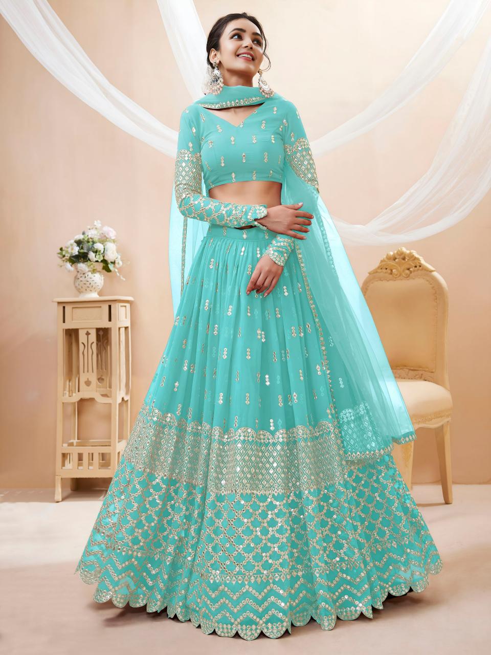 Sabella 309 Sky Blue catalog designer lehenga wholesale