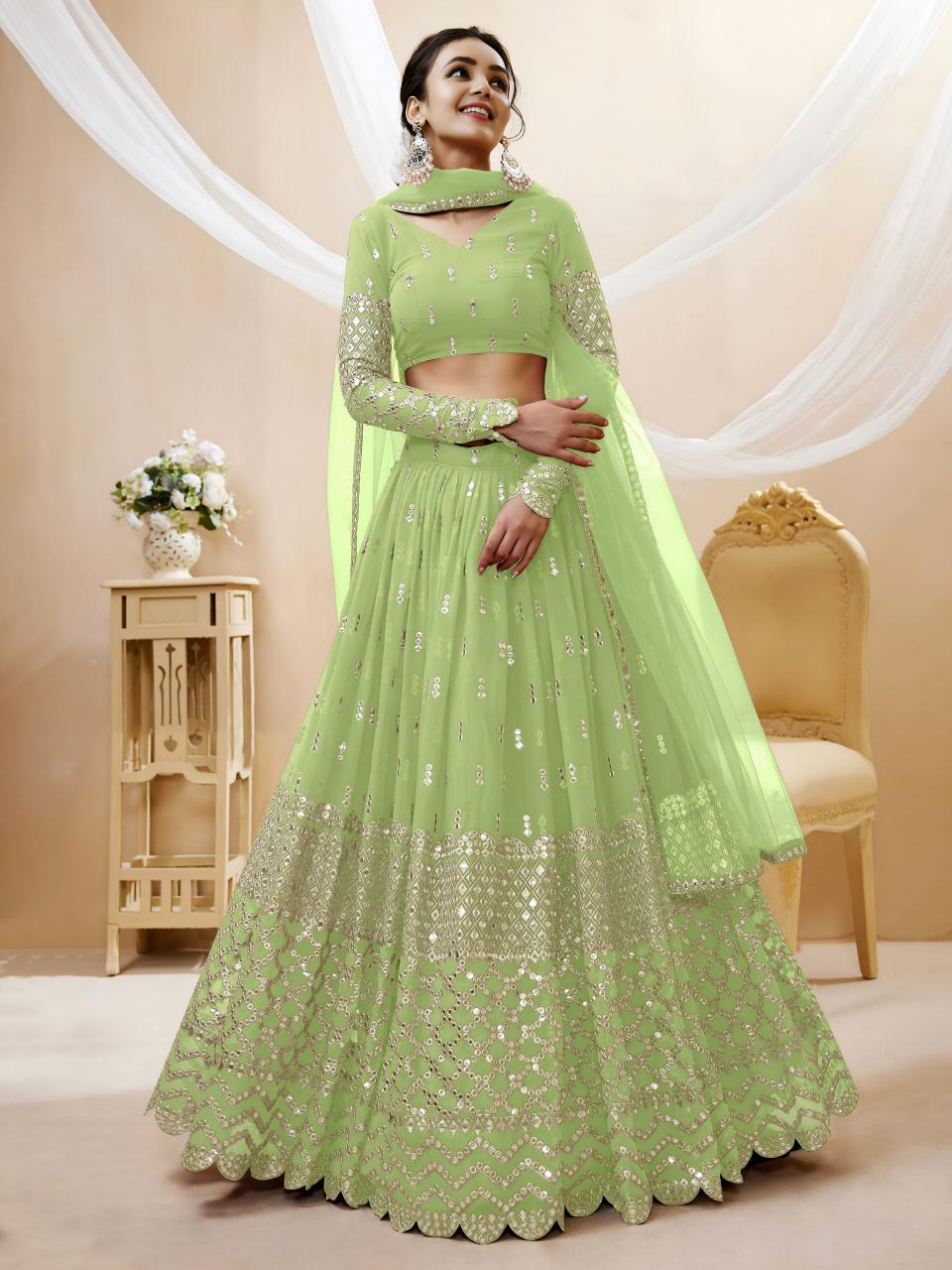 Sabella 311 Pista catalog lehenga wholesale market in ludhiana