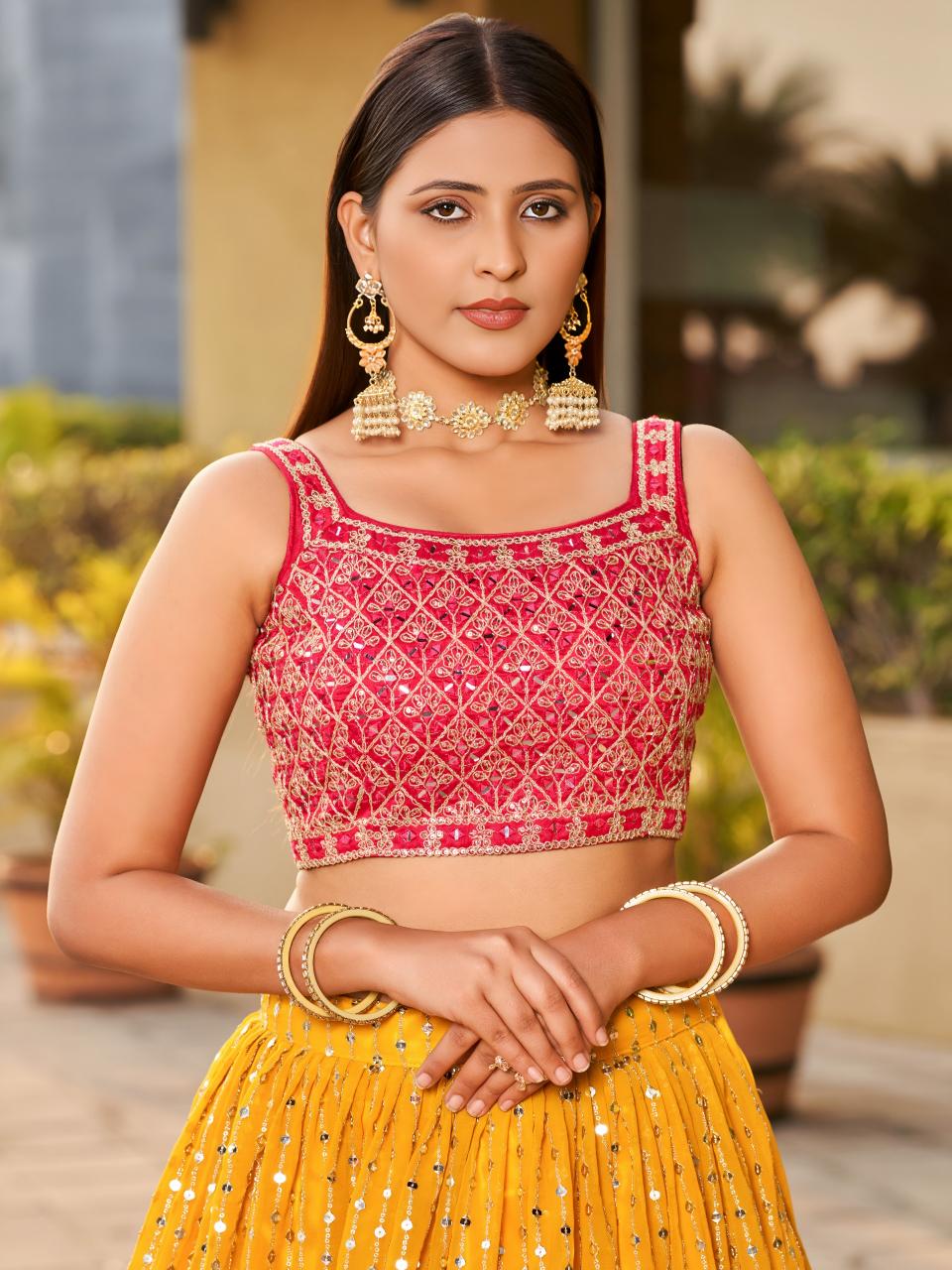 Sabella 8011 catalog bridal yellow lehenga online india