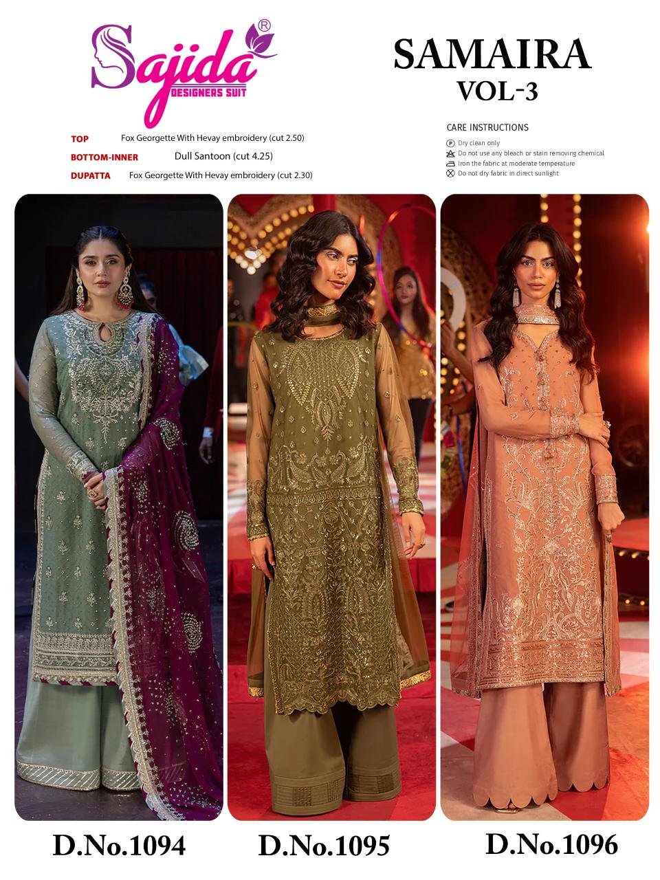 Sajida Samaira Vol 3 Catalog pakistani replica suits online india wholesale