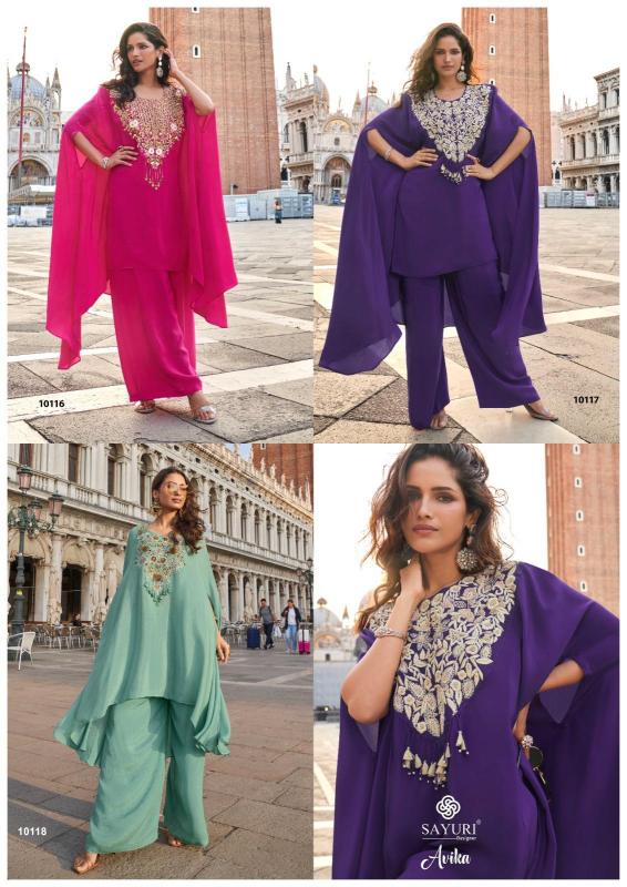 sayuri Avika catalog crap silk indo western 
