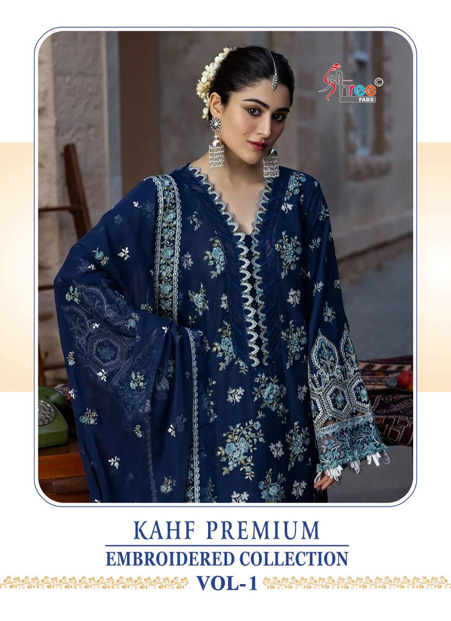 Shree Fabs Kahf Premium Embroidered coll vol 1 catalog Chiffon Dupatta wholesale pakistani salwar suits