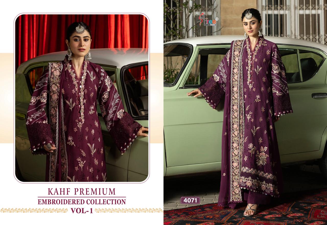 Shree Fabs Kahf Premium Embroidered coll vol 1 catalog Chiffon Dupatta wholesale pakistani salwar suits