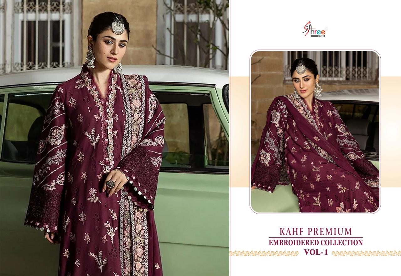 Shree Fabs Kahf Premium Embroidered coll vol 1 catalog Chiffon Dupatta wholesale pakistani salwar suits