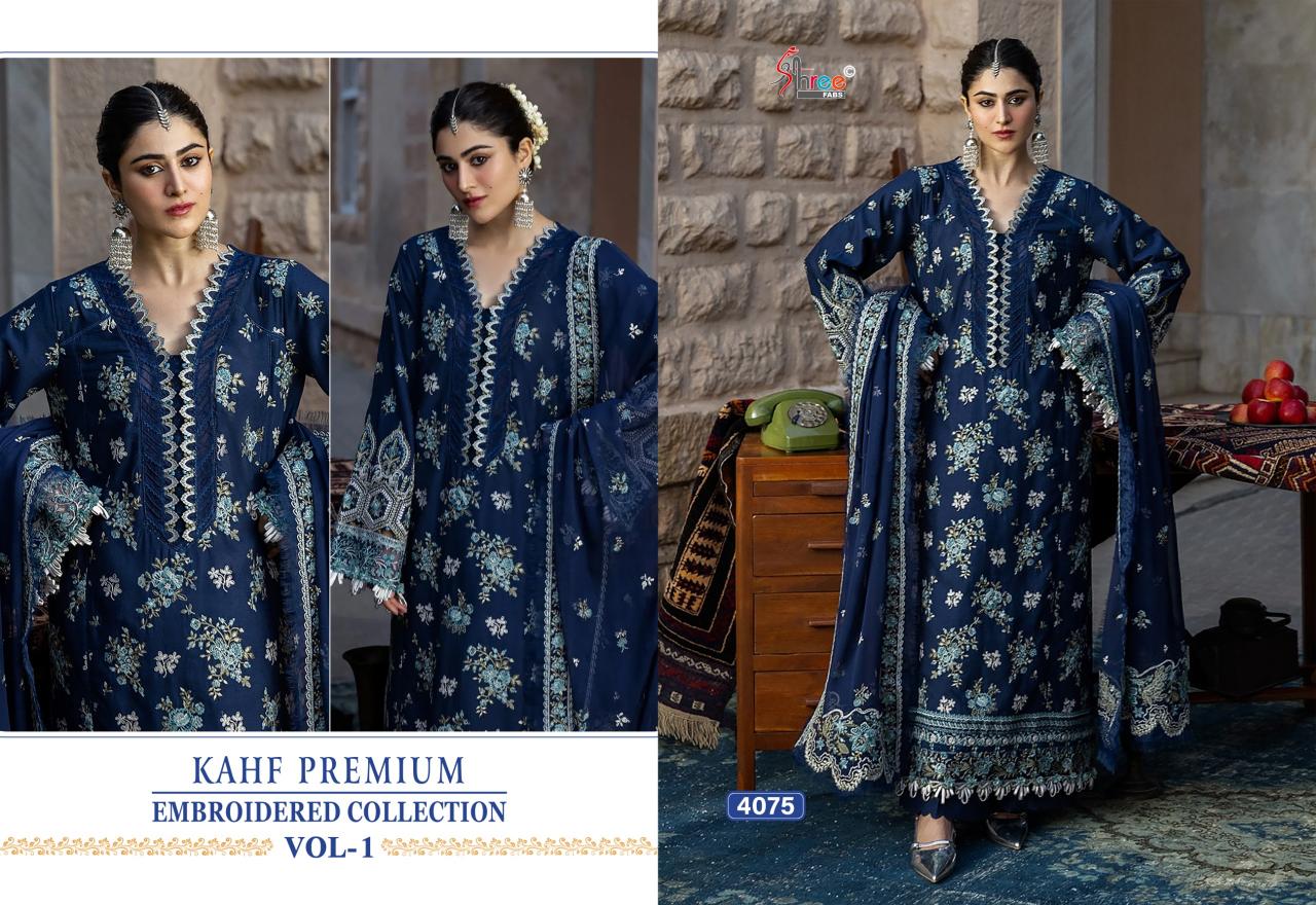 Shree Fabs Kahf Premium Embroidered coll vol 1 catalog Chiffon Dupatta wholesale pakistani salwar suits
