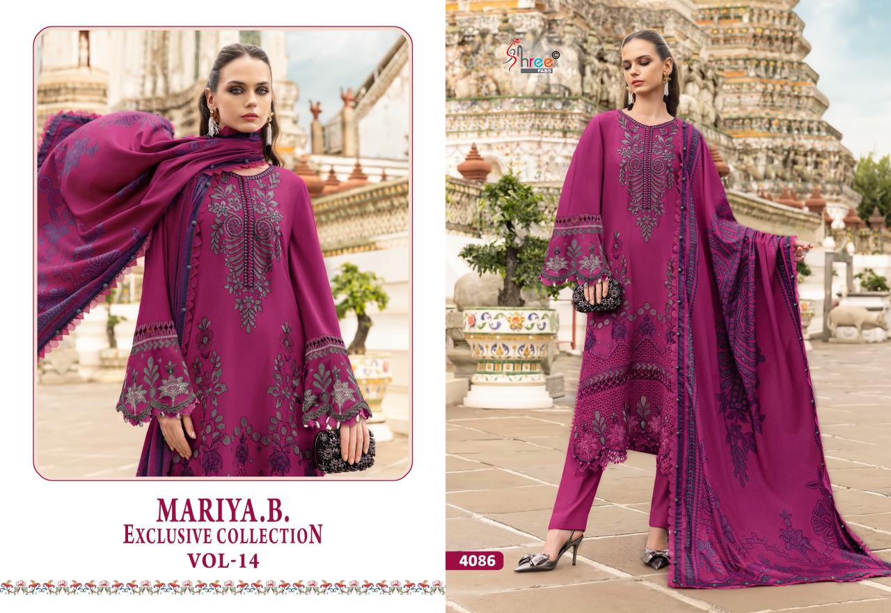 Shree Fabs Maria B Exclusive Collection Vol 14 Cotton Dupatta pakistani suits wholesalers in surat