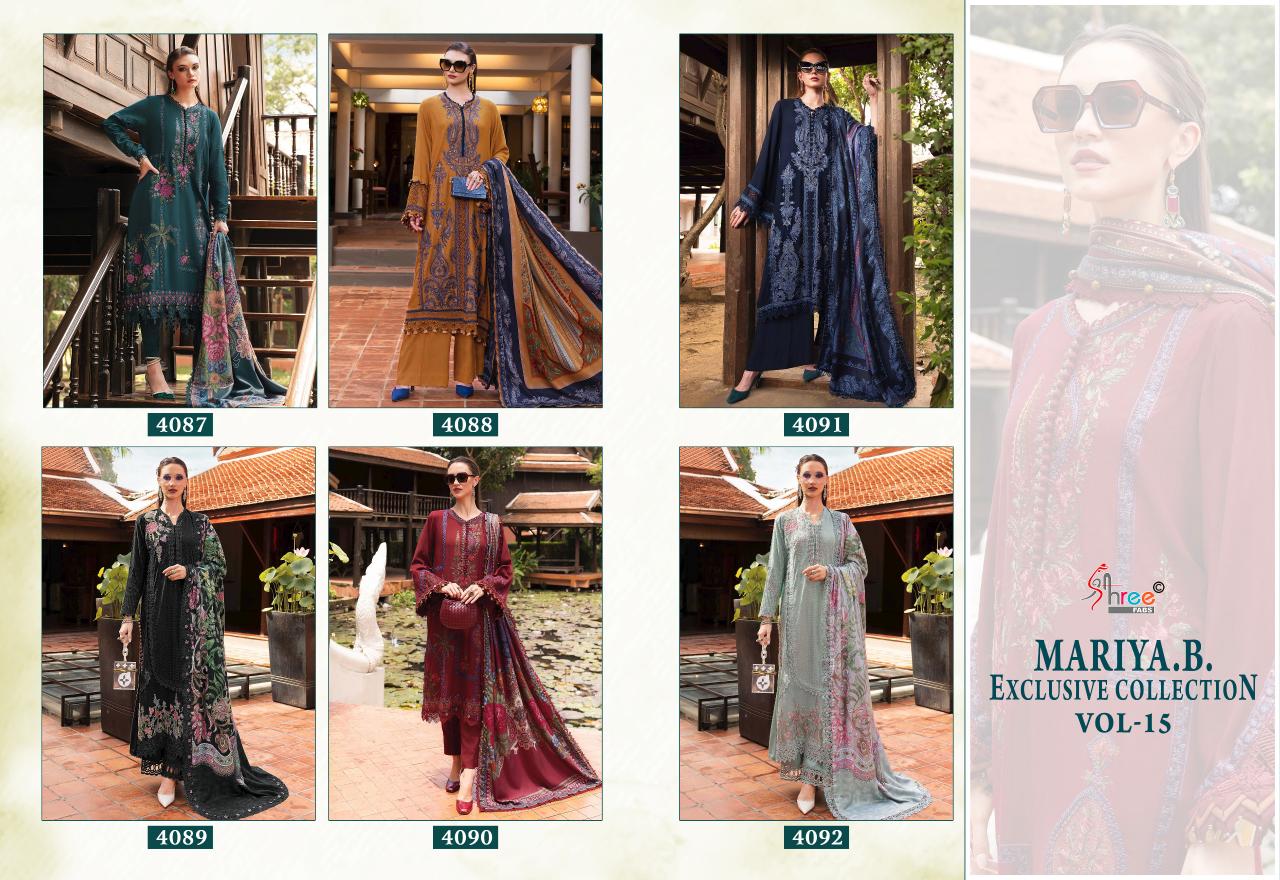 Shree Fabs Maria B Exclusive Collection Vol 15 catalog Chiffon Dupatta pakistani suits wholesale in dubai