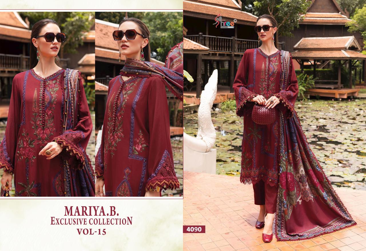 Shree Fabs Maria B Exclusive Collection Vol 15 catalog Chiffon Dupatta pakistani suits wholesale in dubai