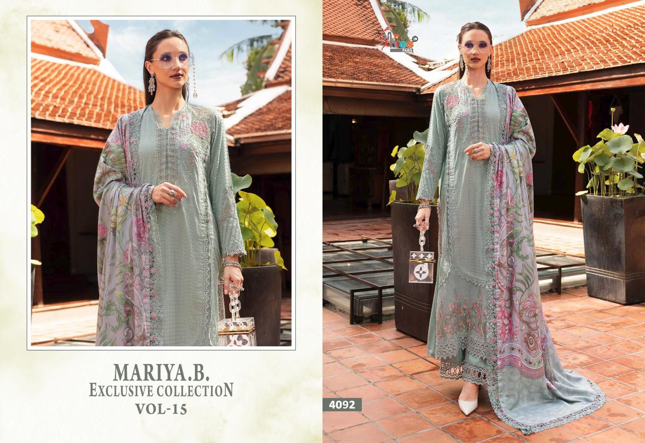 Shree Fabs Maria B Exclusive Collection Vol 15 catalog Cotton Dupatta pakistani suits wholesale in surat
