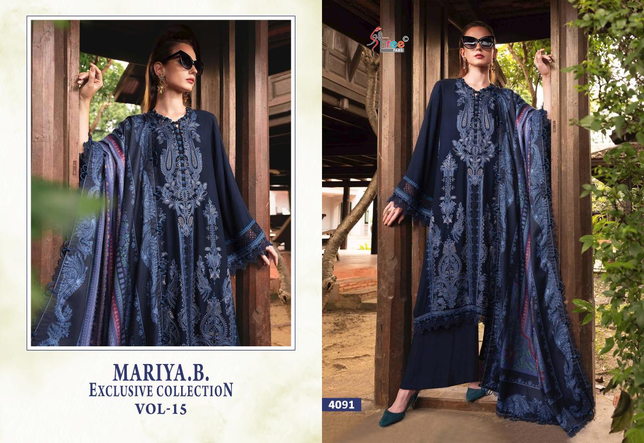 Shree Fabs Maria B Exclusive Collection Vol 15 catalog Cotton Dupatta pakistani suits wholesale in surat
