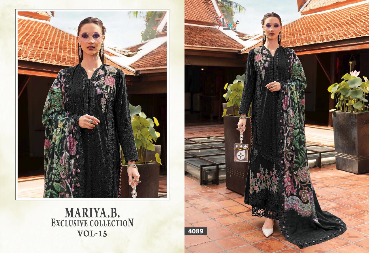 Shree Fabs Maria B Exclusive Collection Vol 15 catalog Cotton Dupatta pakistani suits wholesale in surat