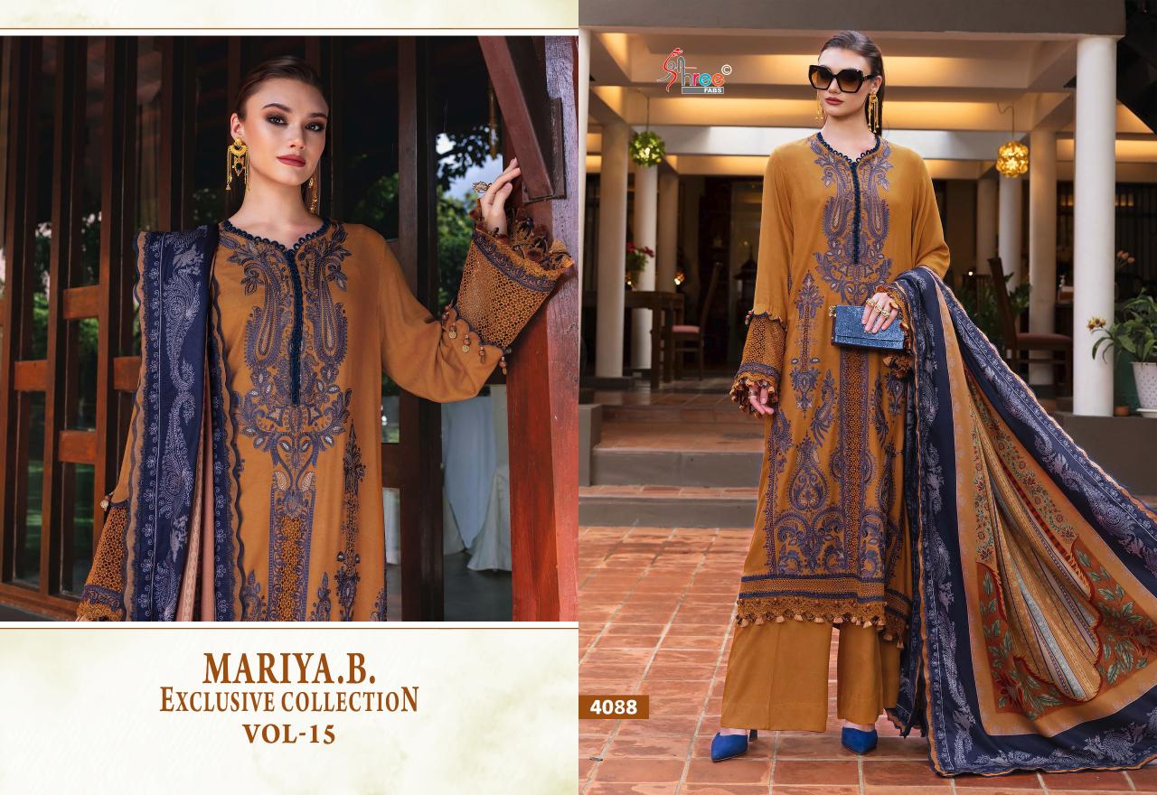 Shree Fabs Maria B Exclusive Collection Vol 15 catalog Cotton Dupatta pakistani suits wholesale in surat