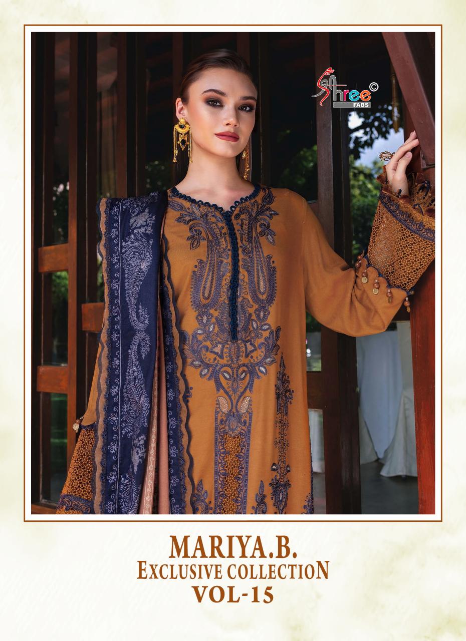 Shree Fabs Maria B Exclusive Collection Vol 15 catalog Cotton Dupatta pakistani suits wholesale in surat