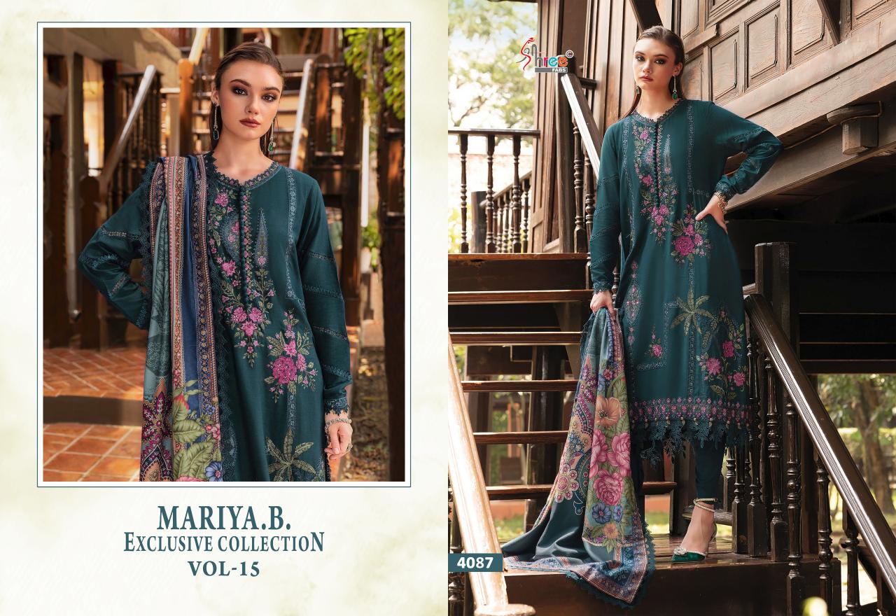 Shree Fabs Maria B Exclusive Collection Vol 15 catalog Cotton Dupatta pakistani suits wholesale in surat