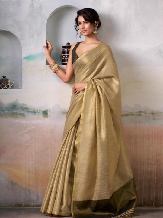 Tissue silk by astita fancy designer tissue silk fabric saree wholesale with latkan 