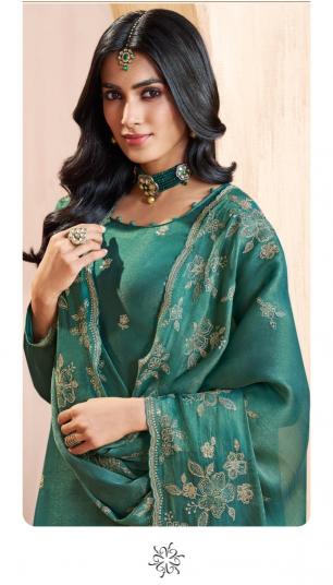 Vinay Kuleesh Taaj catalog Gold Silk Embroidered salwar kameez