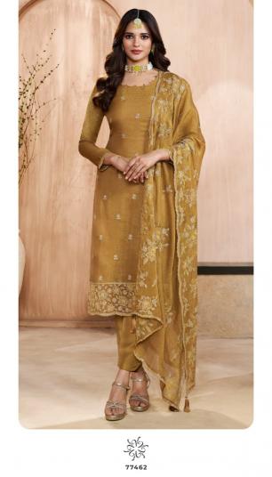 Vinay Kuleesh Taaj catalog Gold Silk Embroidered salwar kameez