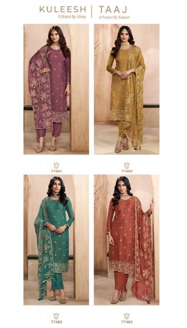 Vinay Kuleesh Taaj catalog Gold Silk Embroidered salwar kameez