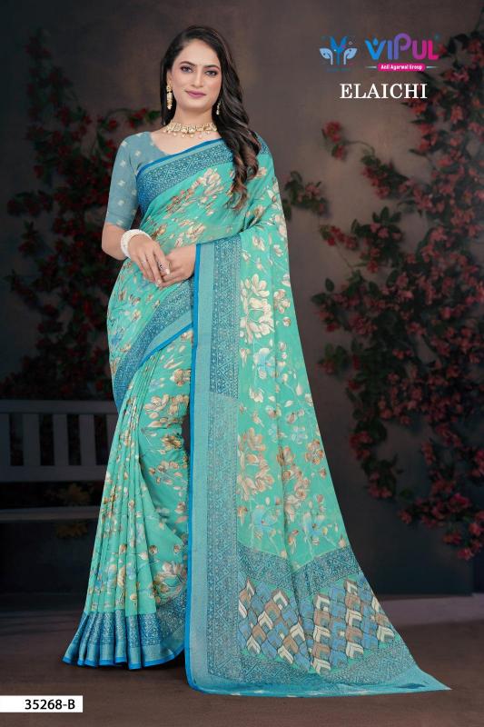 Vipul Elaichi 35268 A To D catalog brasso saree surat