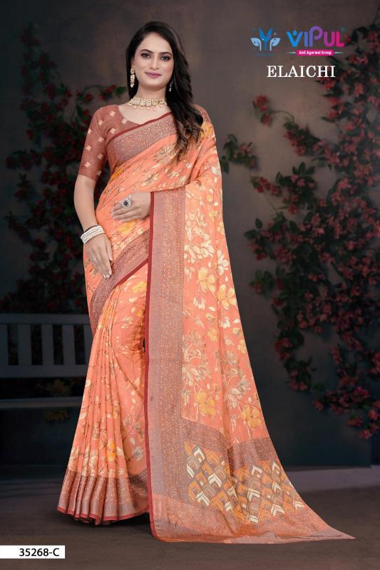 Vipul Elaichi 35268 A To D catalog brasso saree surat
