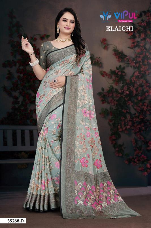 Vipul Elaichi 35268 A To D catalog brasso saree surat