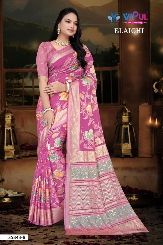 Vipul Elaichi 35343 A To D catalog brasso saree cheap rate surat