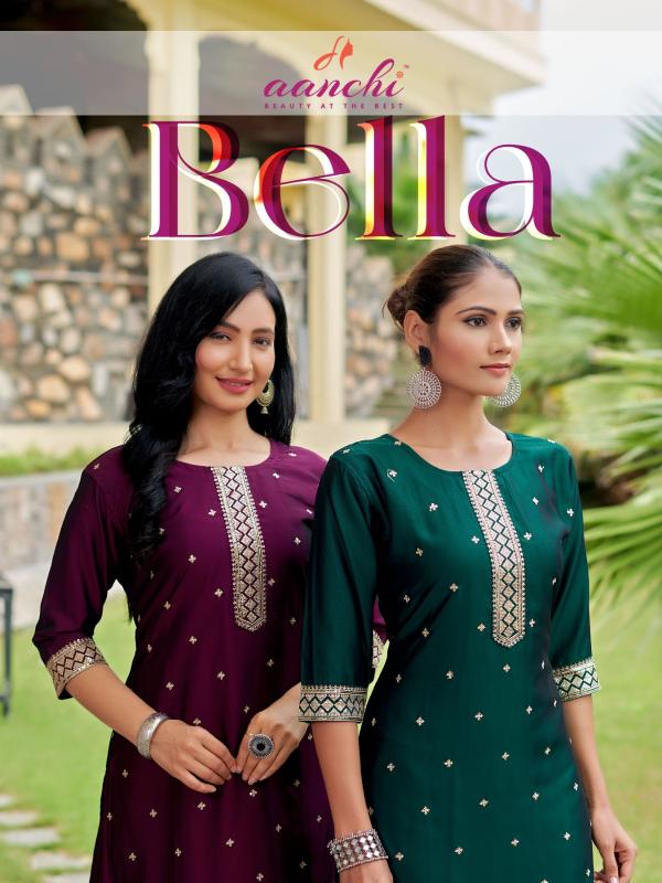 Aanchi Bella catalog stright kurtis wholesale