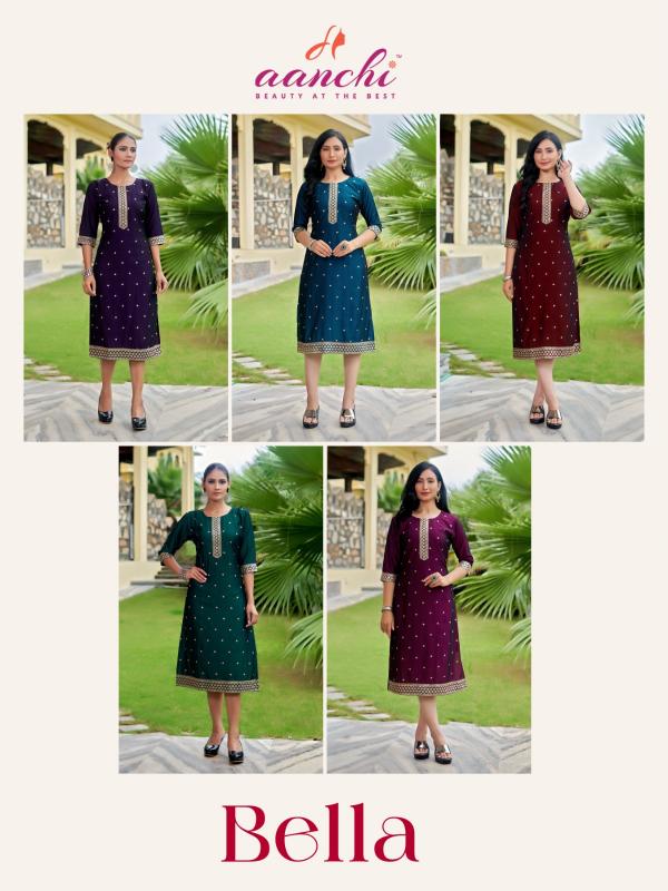 Aanchi Bella catalog stright kurtis wholesale