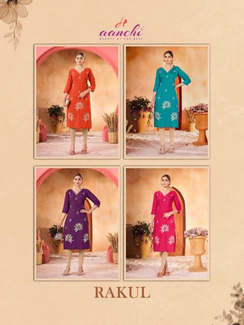Aanchi Rakul catalog roman silk kurtis